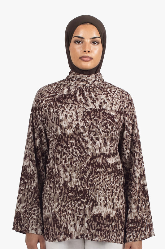 Brown Print Top