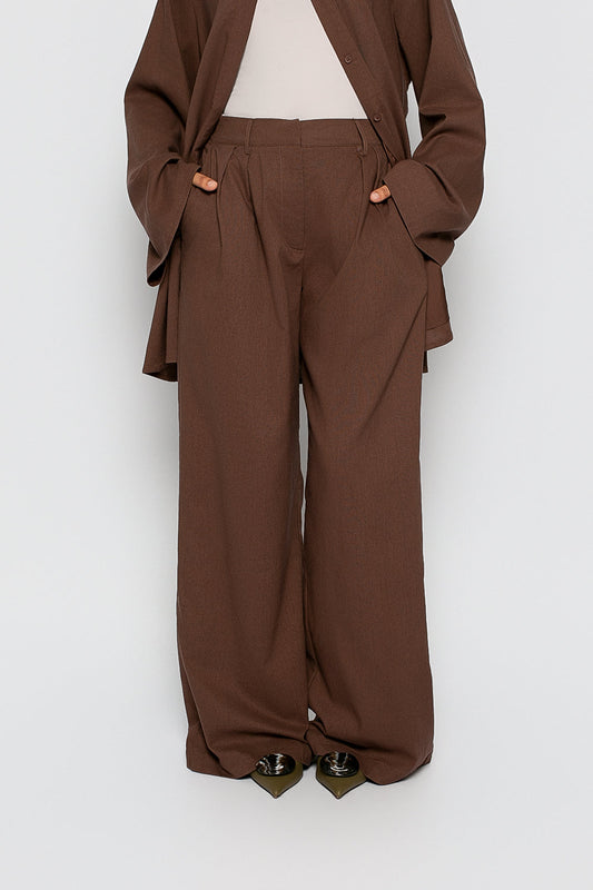 Pantalon ample Lin & Coton Chocolat