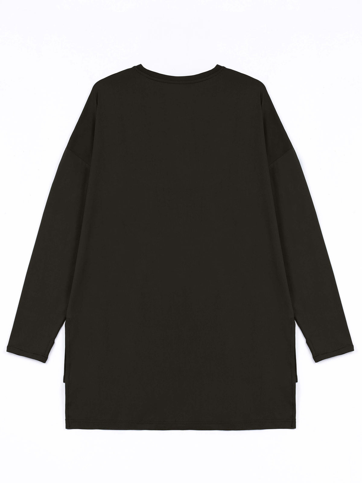 Rawnaqe Long-Sleeve HI-Dri Sports Loose Top - Brown