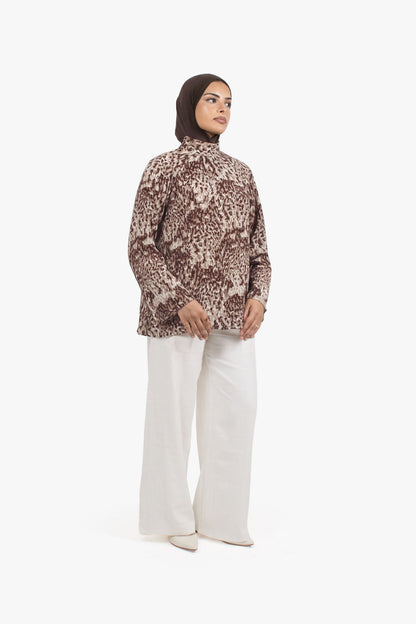 Brown Print Top