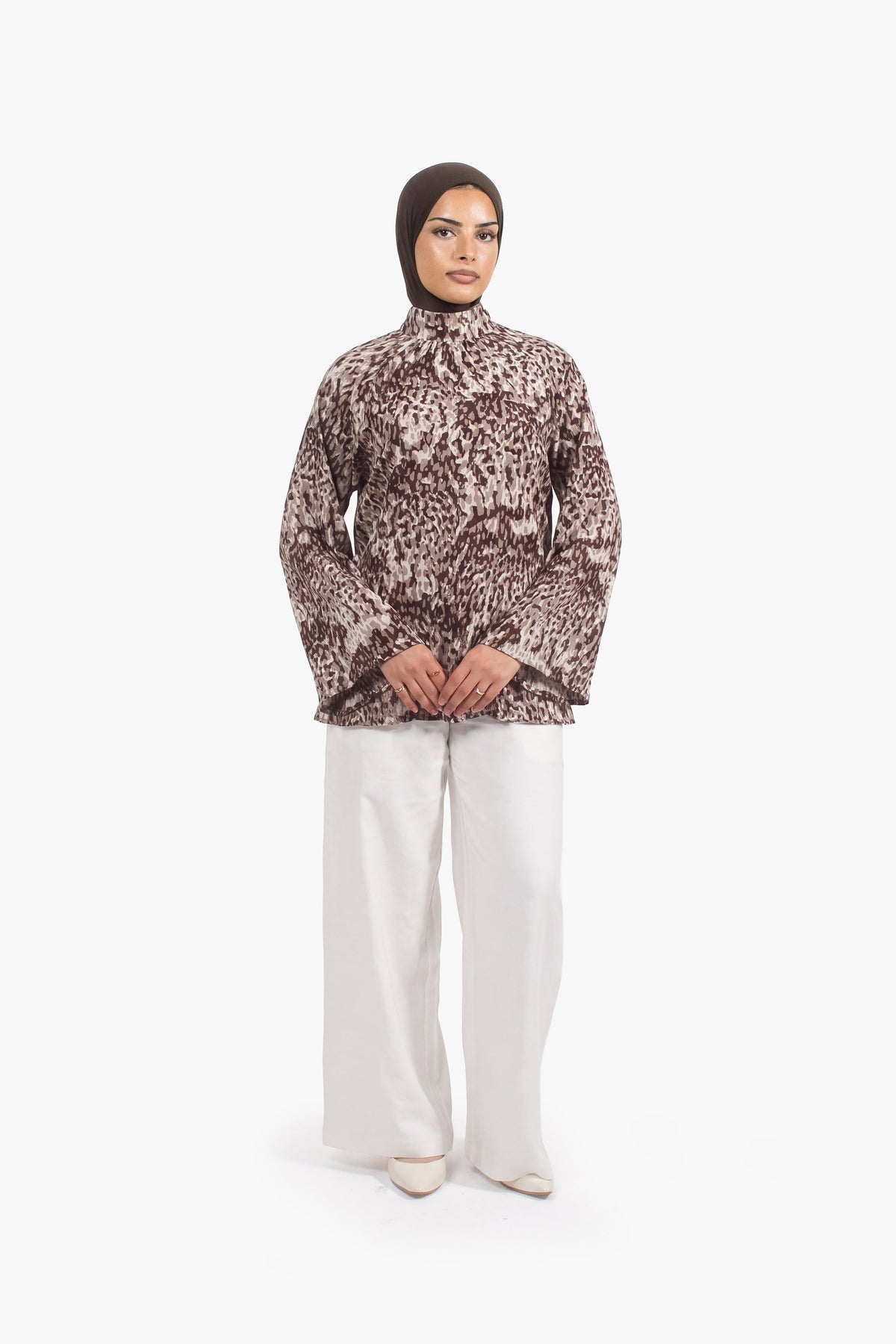 Brown Print Top