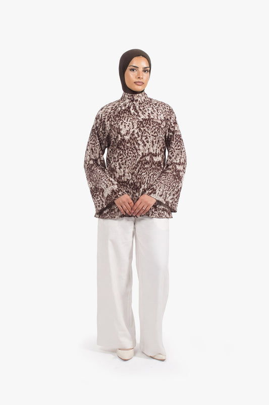 Brown Print Top