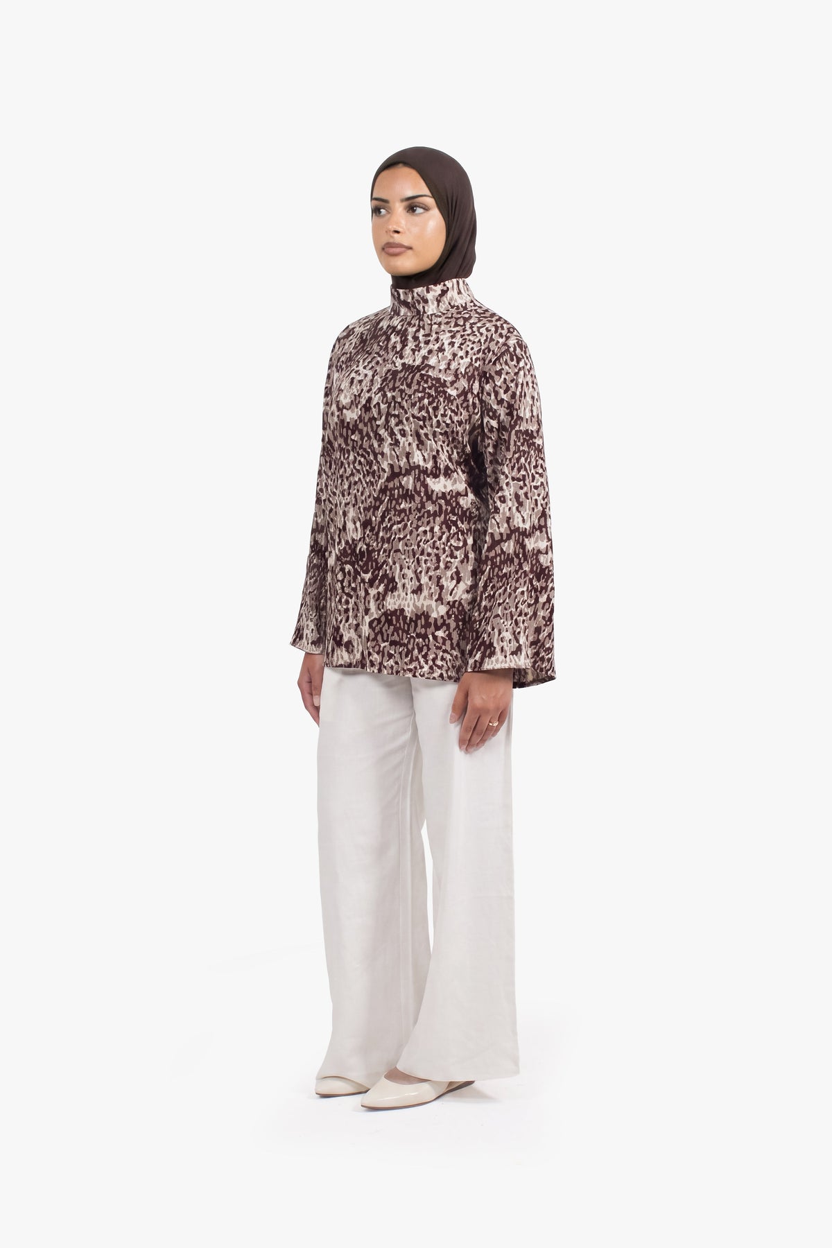 Brown Print Top