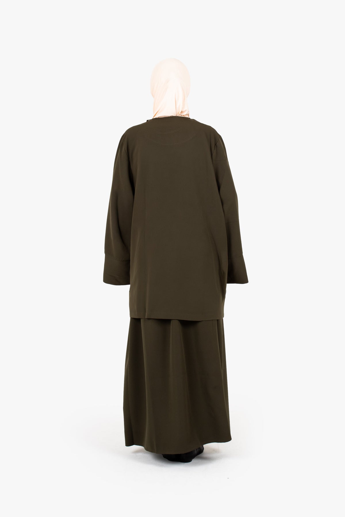 Khaki Powder Touch Crepe Side Wrap Two-Piece