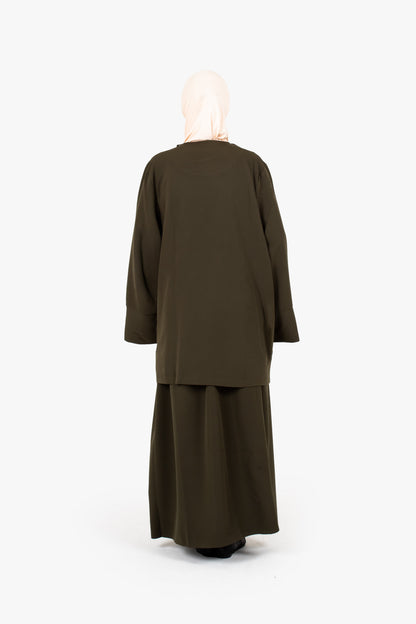 Khaki Powder Touch Crepe Side Wrap Two-Piece