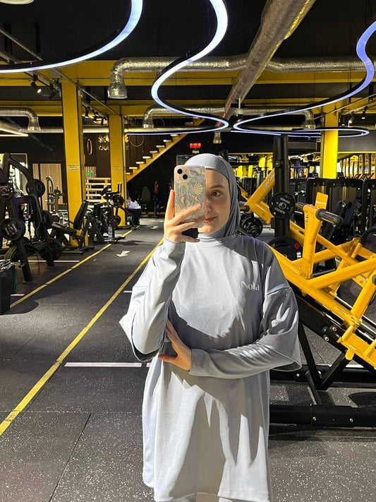 Rawnaqe Activewear – Ensemble Modeste 4 Pièces avec Manches Intégrées ✅