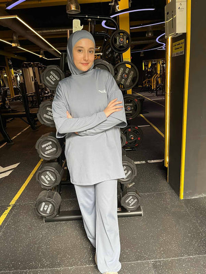 Rawnaqe Activewear – Ensemble Modeste 4 Pièces avec Manches Intégrées ✅