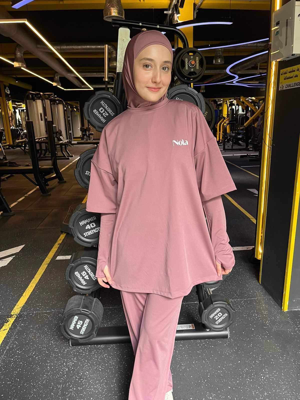 Rawnaqe Activewear – Ensemble Modeste 4 Pièces avec Manches Intégrées ✅