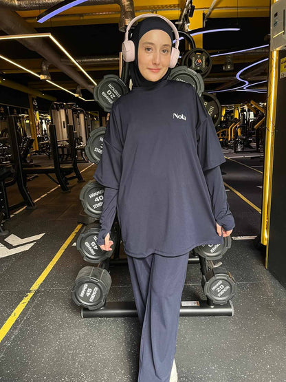 Rawnaqe Activewear – Ensemble Modeste 4 Pièces avec Manches Intégrées ✅