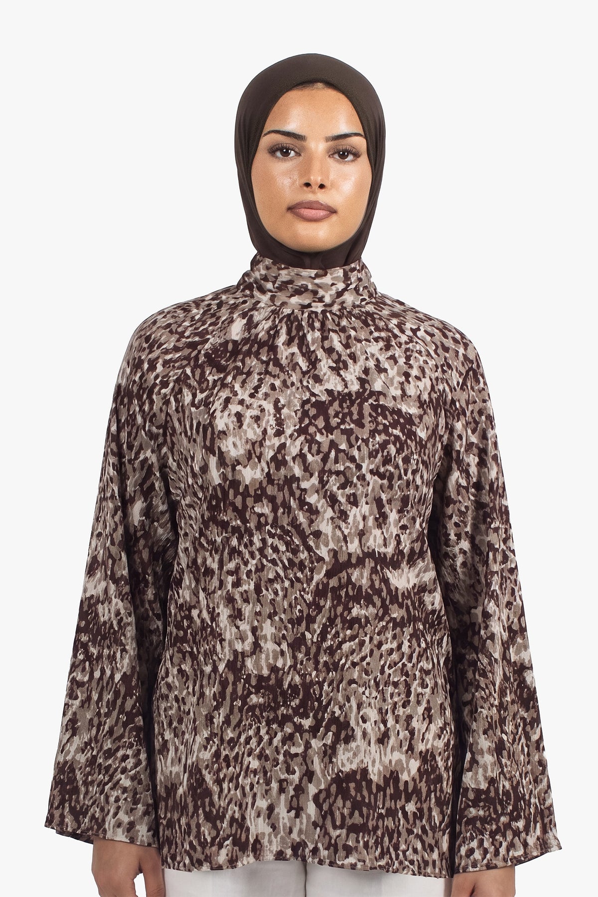 Brown Print Top