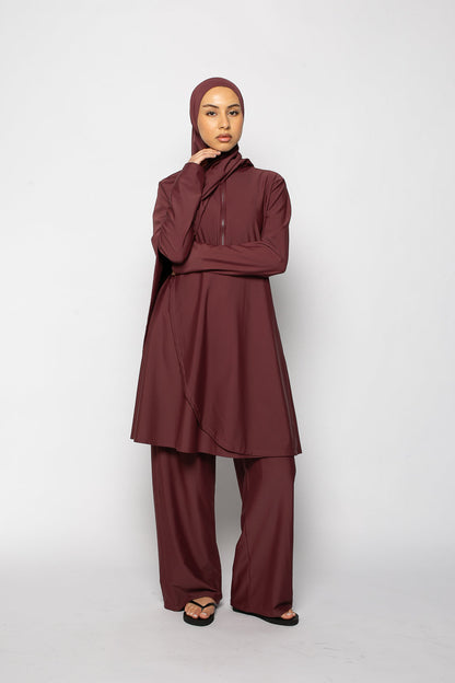 Burkini zip grenat