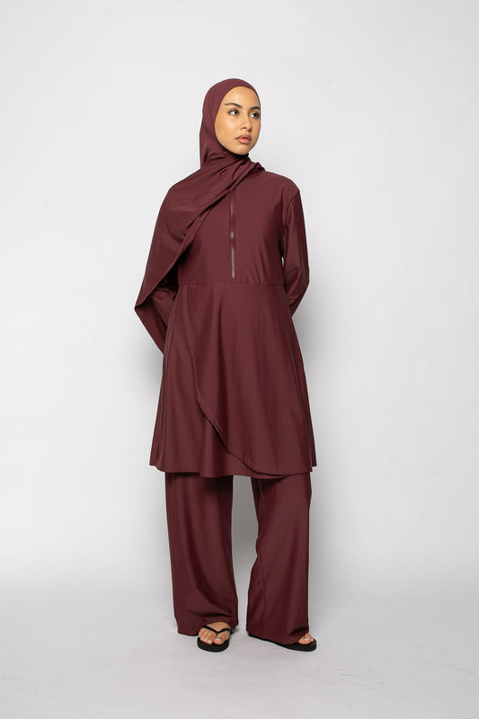 Burkini zip grenat