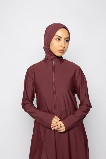 Burkini zip grenat
