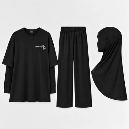 Activewear Modeste Rawnaqe — Ensemble 3 Pièce  Couvrant & Confortable