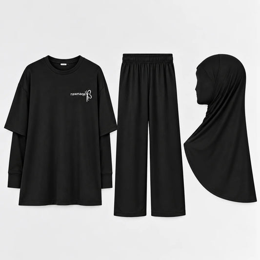 Activewear Modeste Rawnaqe — Ensemble 3 Pièce  Couvrant & Confortable