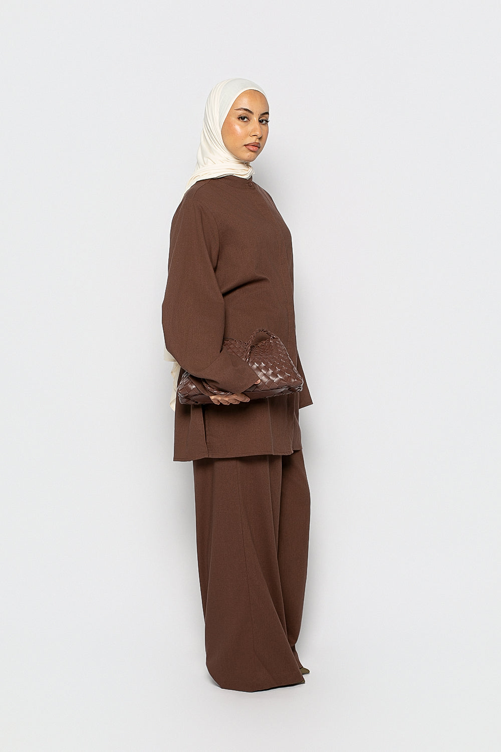 Pantalon ample Lin & Coton Chocolat