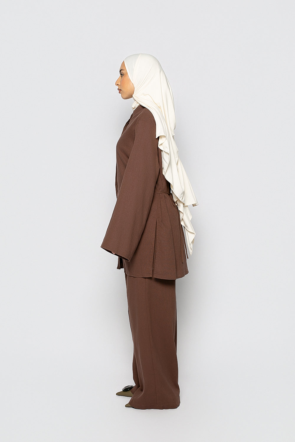 Pantalon ample Lin & Coton Chocolat