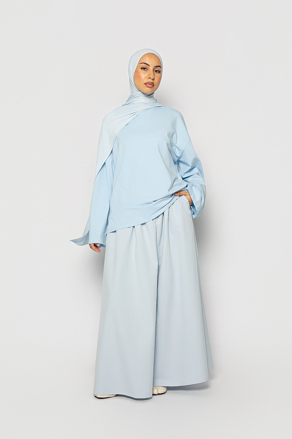 T-shirt ample coton bleu ciel