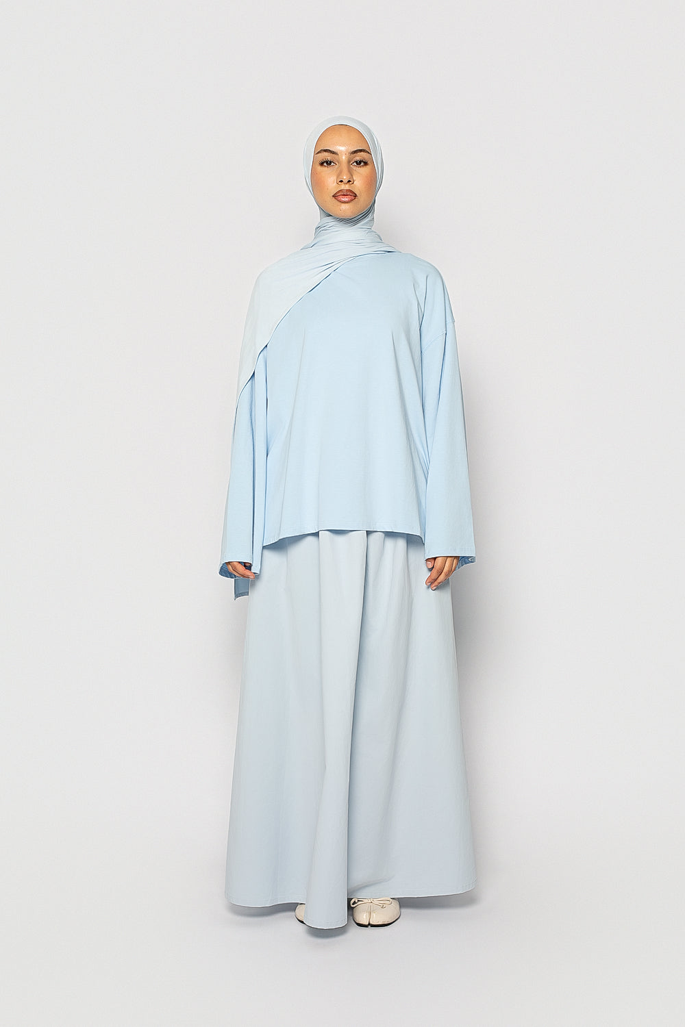 T-shirt ample coton bleu ciel