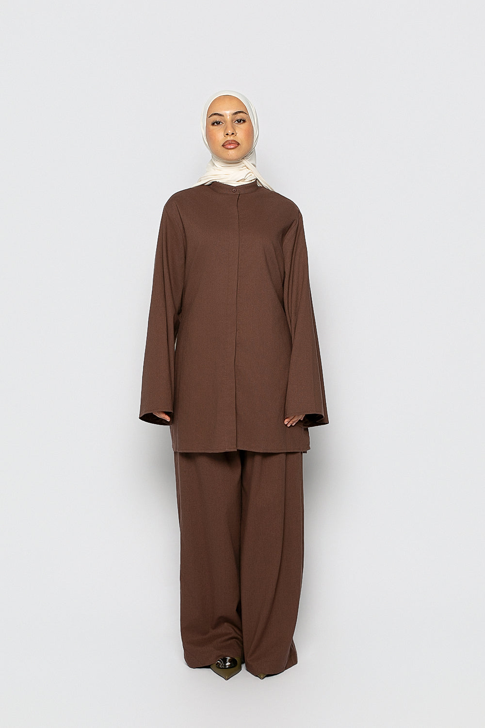 Pantalon ample Lin & Coton Chocolat