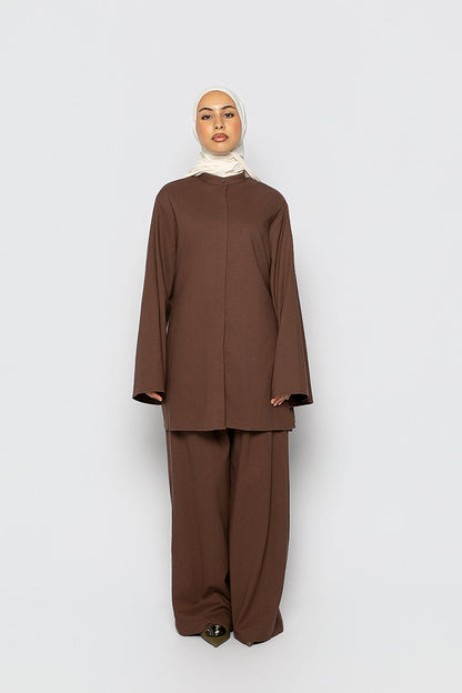 Pantalon ample Lin & Coton Chocolat