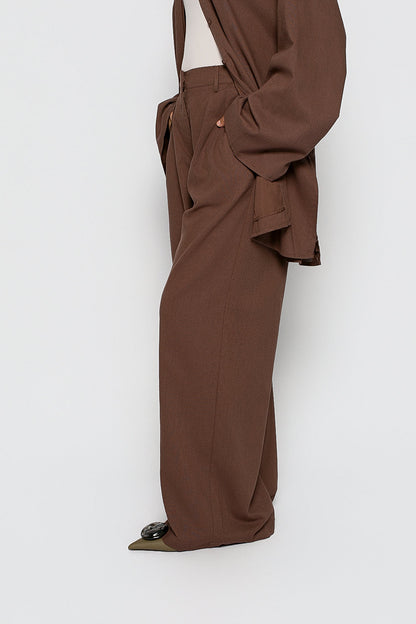 Pantalon ample Lin & Coton Chocolat