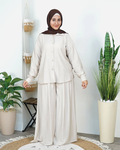 Ensemble Premium Two-Pieces « Sereina » – Chemise Oversize & Pantalon Palazzo