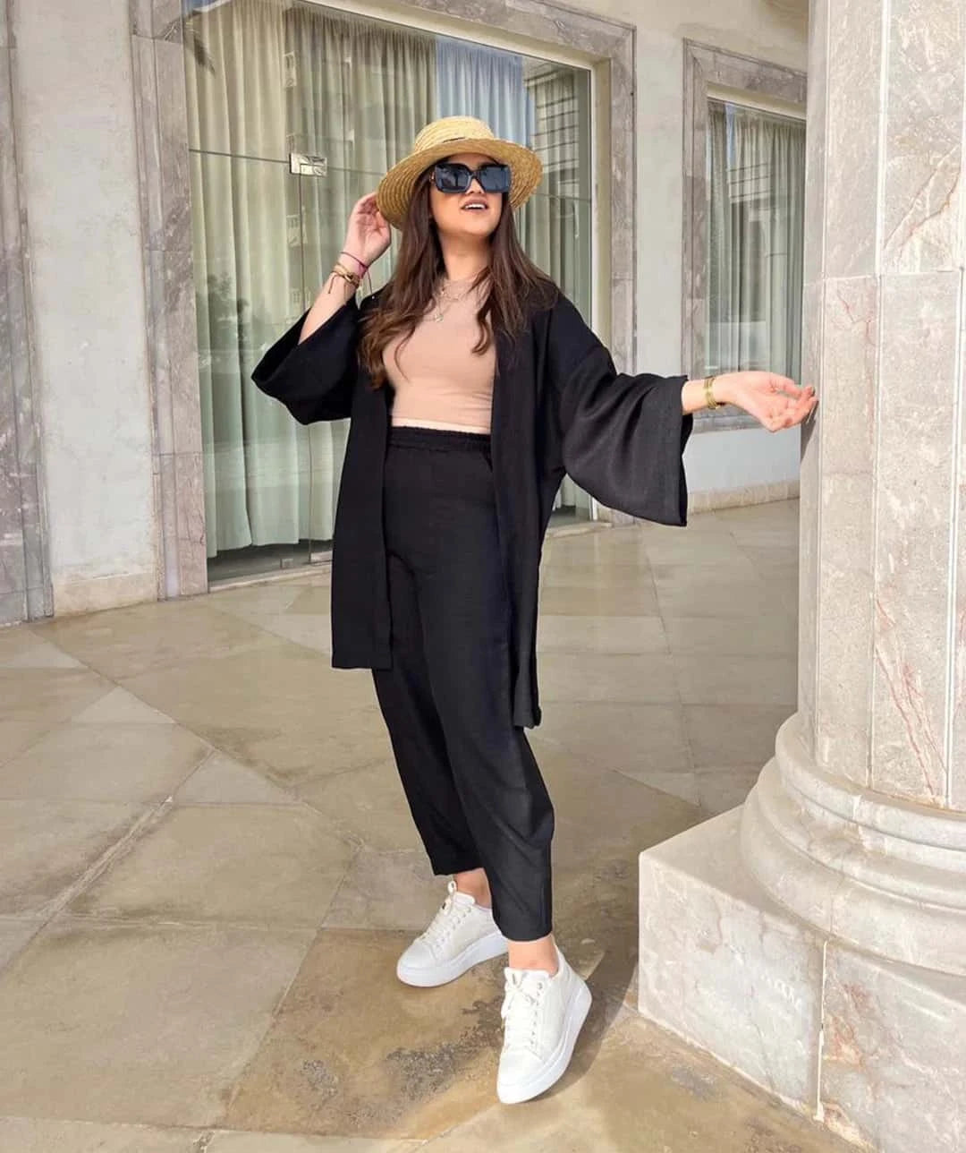 Ensemble kimono court en lin