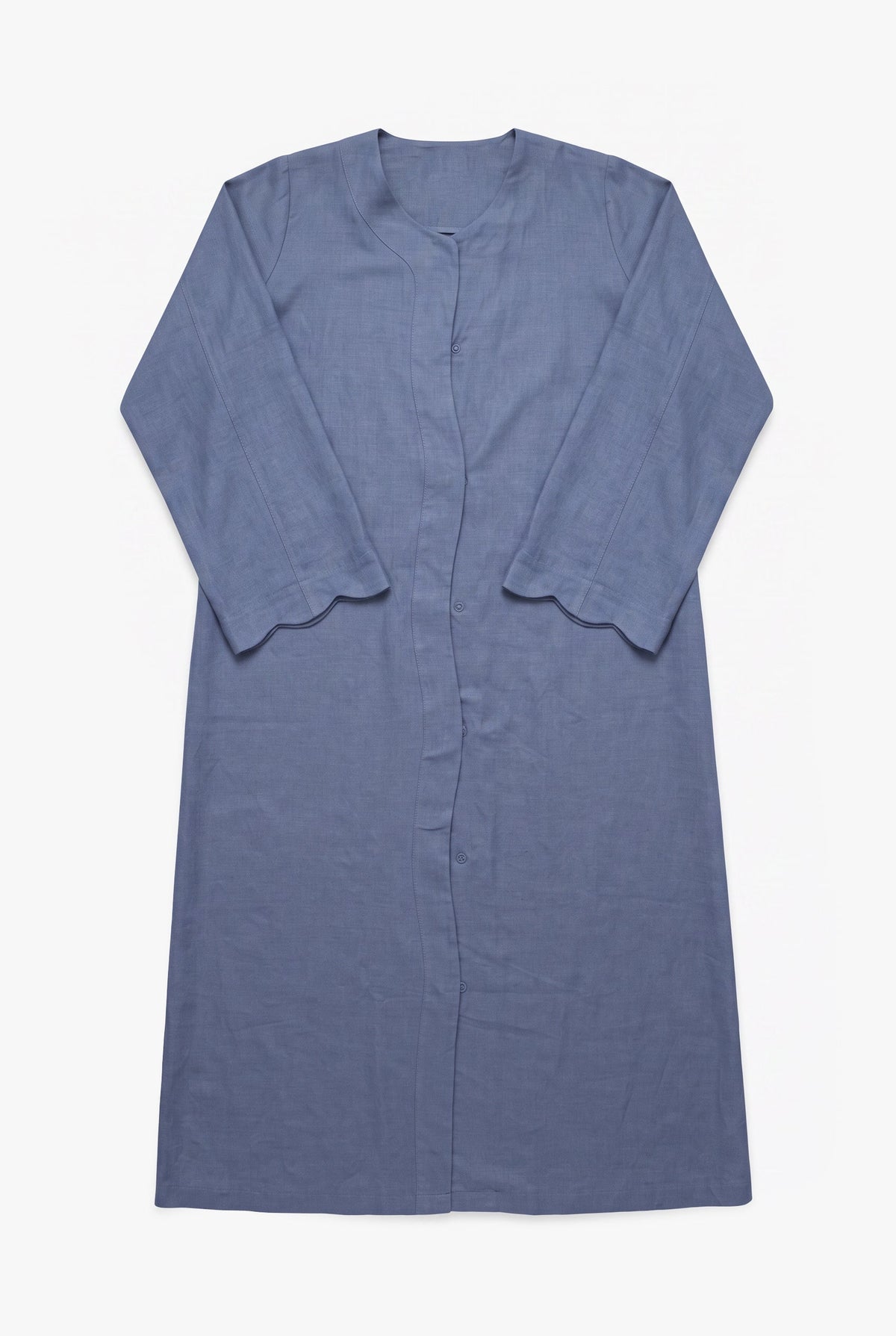 Pale Blue Linen Cotton Wave Open Abaya