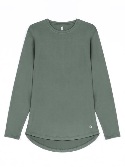 Rawnaqe Long-Sleeve Hi-Dri Sports Top - Sage Gray