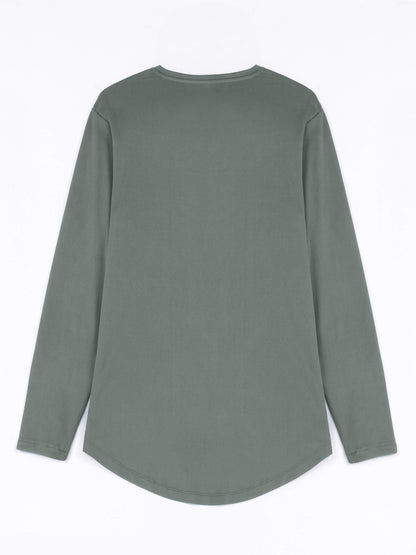 Rawnaqe Long-Sleeve Hi-Dri Sports Top - Sage Gray