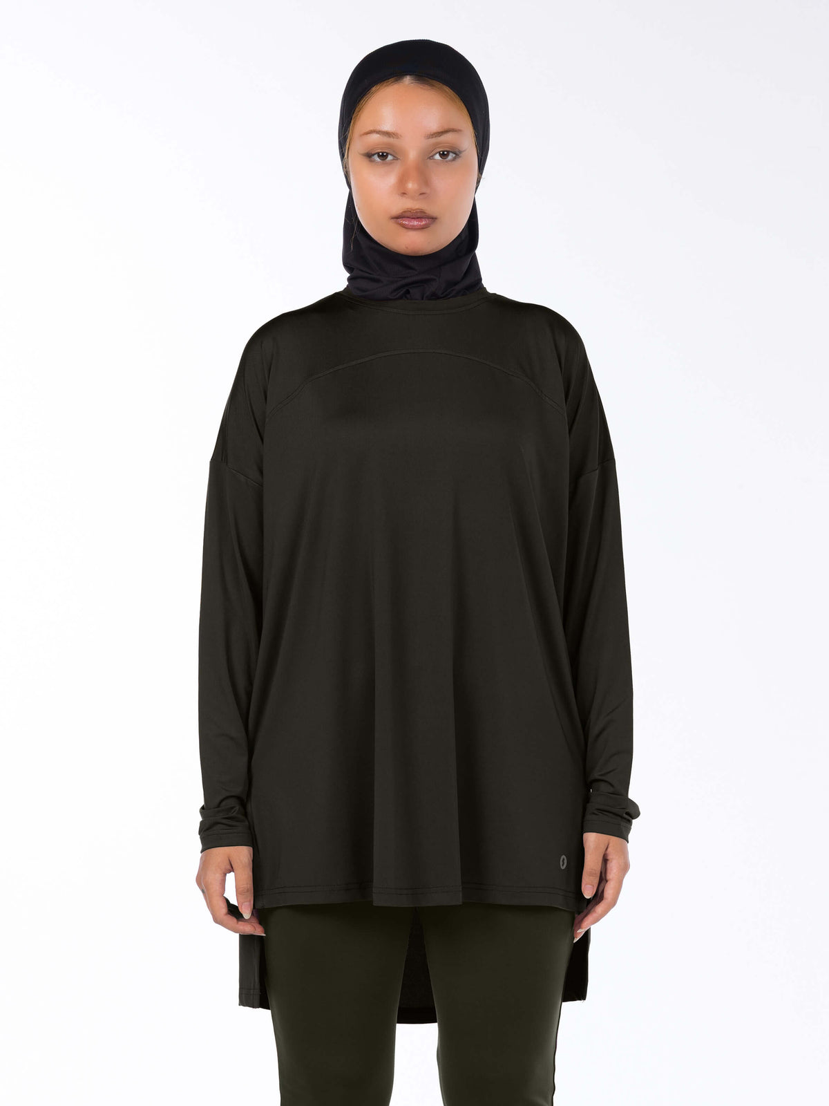 Rawnaqe Long-Sleeve HI-Dri Sports Loose Top - Brown