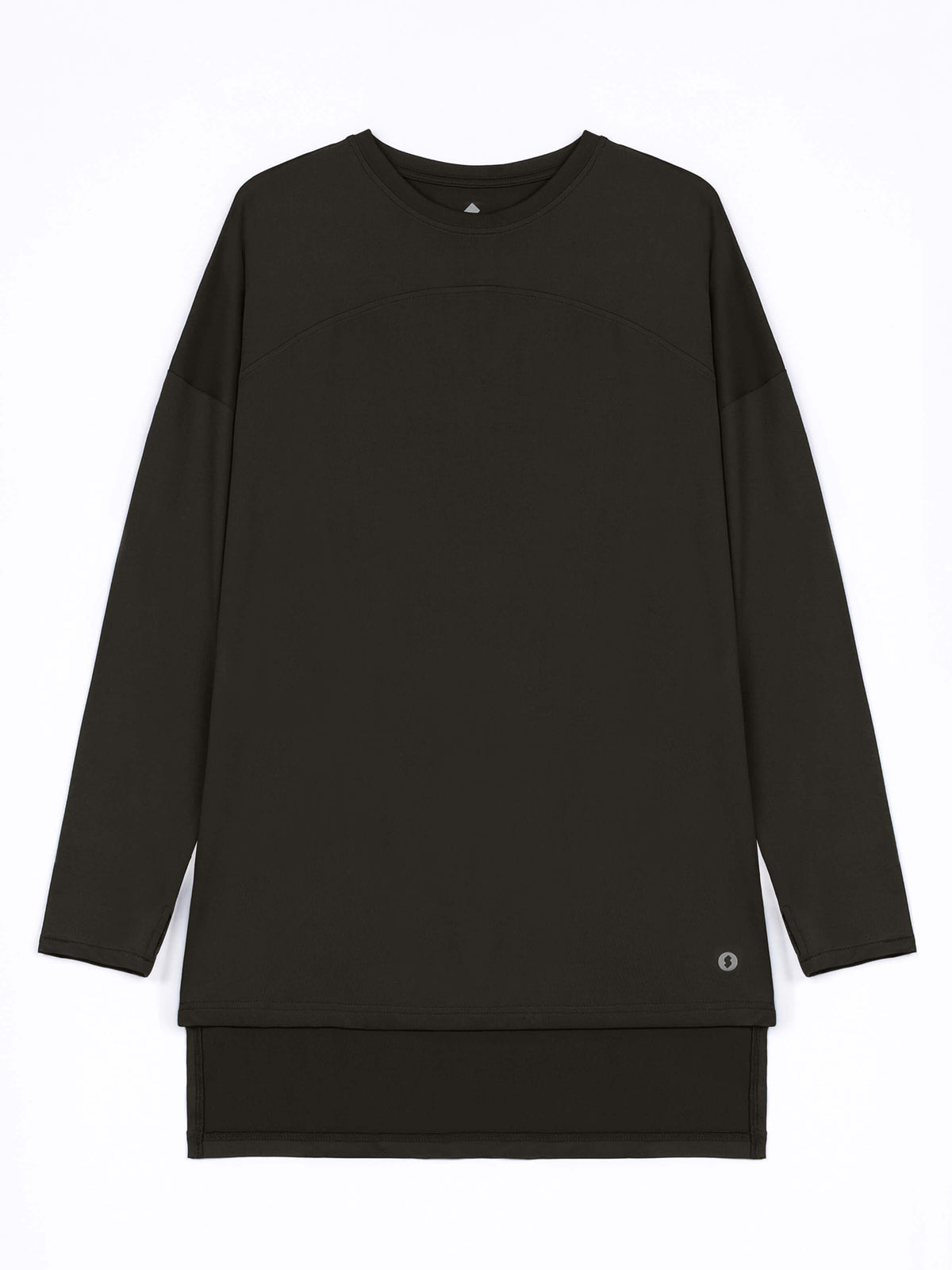 Rawnaqe Long-Sleeve HI-Dri Sports Loose Top - Brown