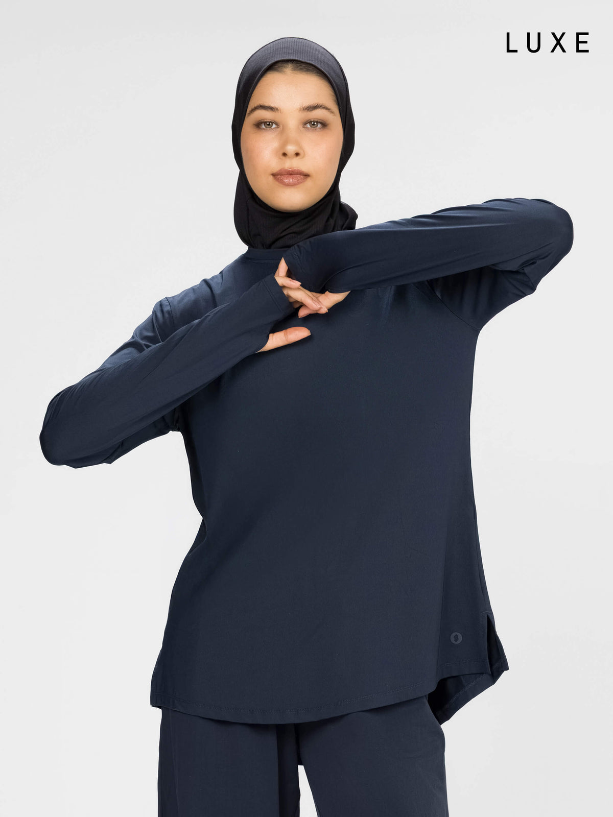 Rawnaqe Luxe | Long Sleeve Sports Top - Navy