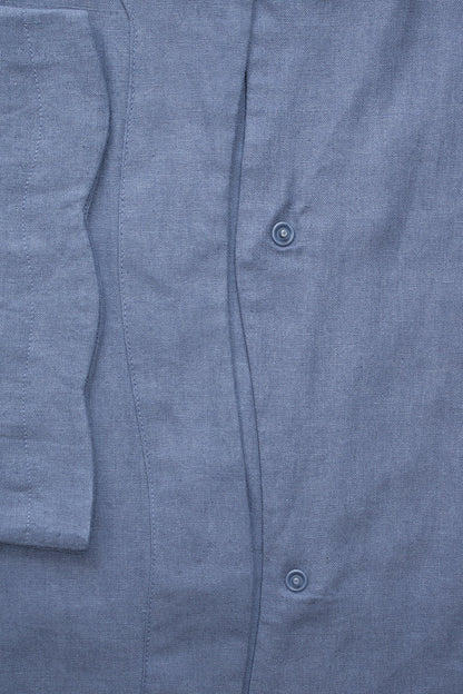 Pale Blue Linen Cotton Wave Open Abaya