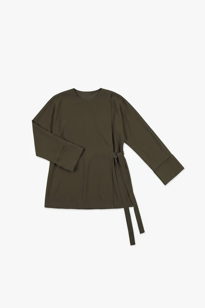 Khaki Powder Touch Crepe Side Wrap Two-Piece