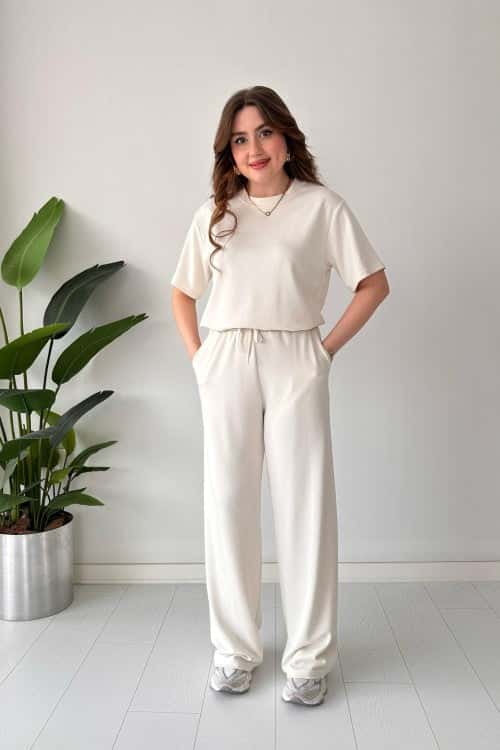 2 Pcs Ensemble Pantalon Demi-Manches